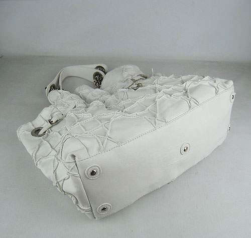 Christian Dior 1816 Lambskin Leather Tote Handbag-White - Click Image to Close